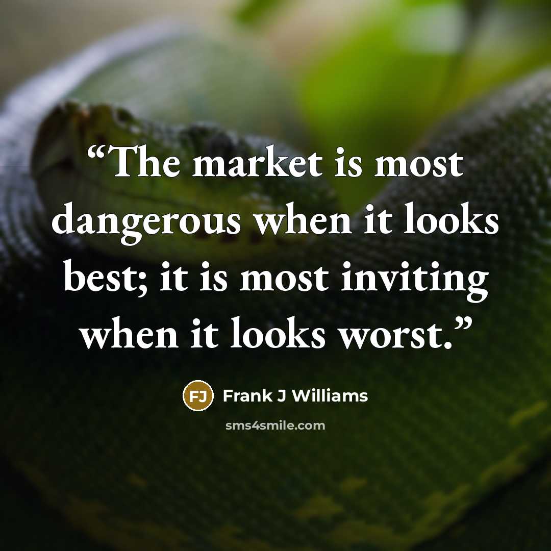 “The market is most dangerous when it looks best; it is most inviting when it looks worst.” quote by Frank J Williams