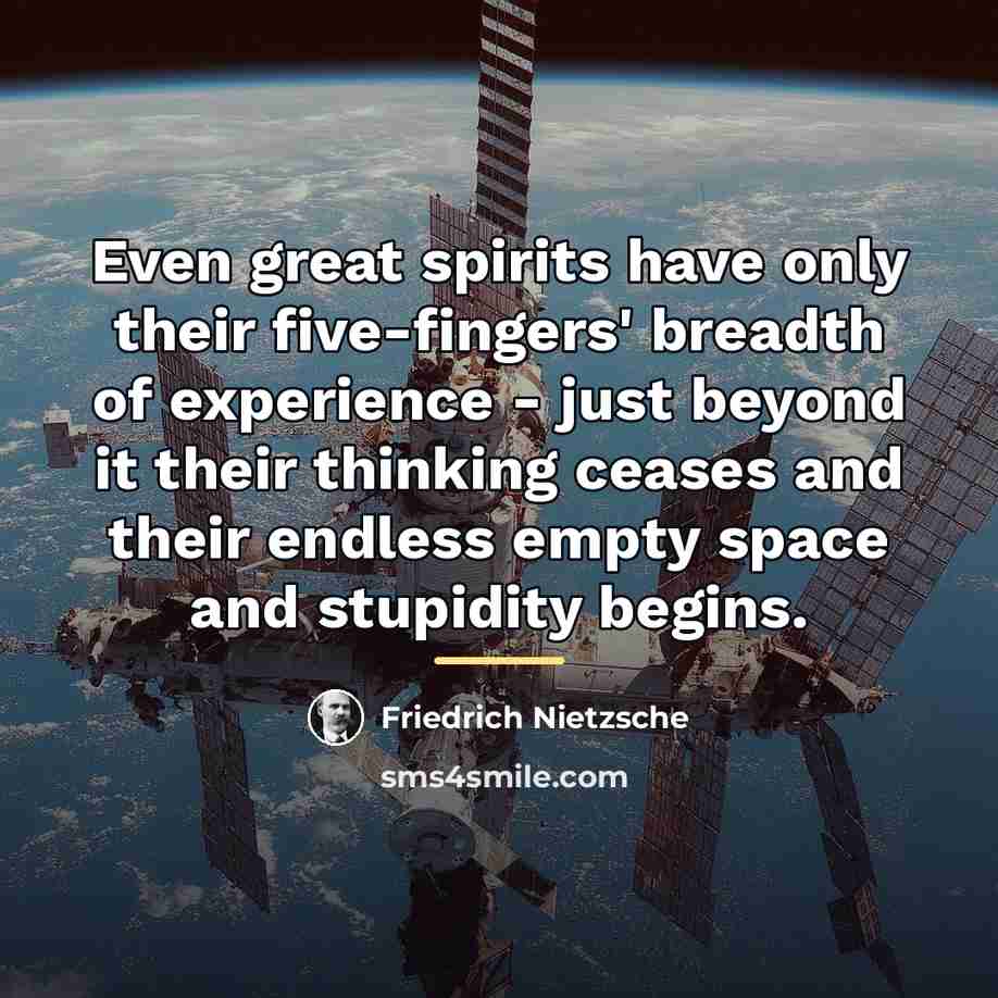“Even great spirits have only their five-fingers' breadth of experience…” quote by Friedrich Nietzsche