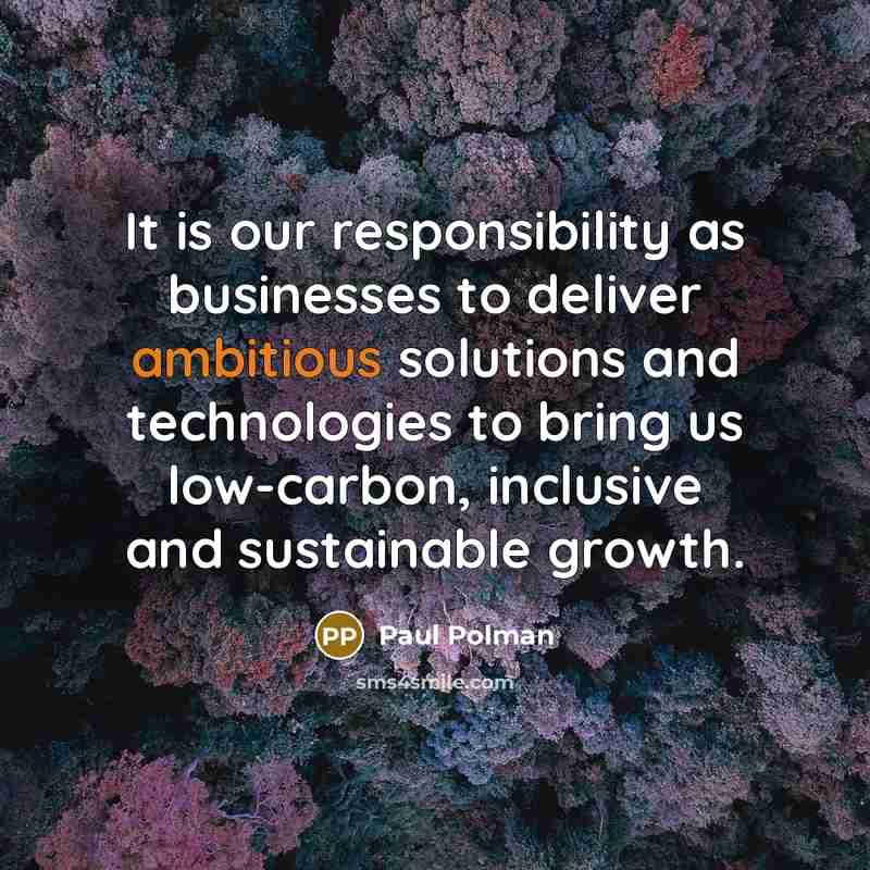 “It is our responsibility as businesses to deliver ambitious solutions…” quote by Paul Polman