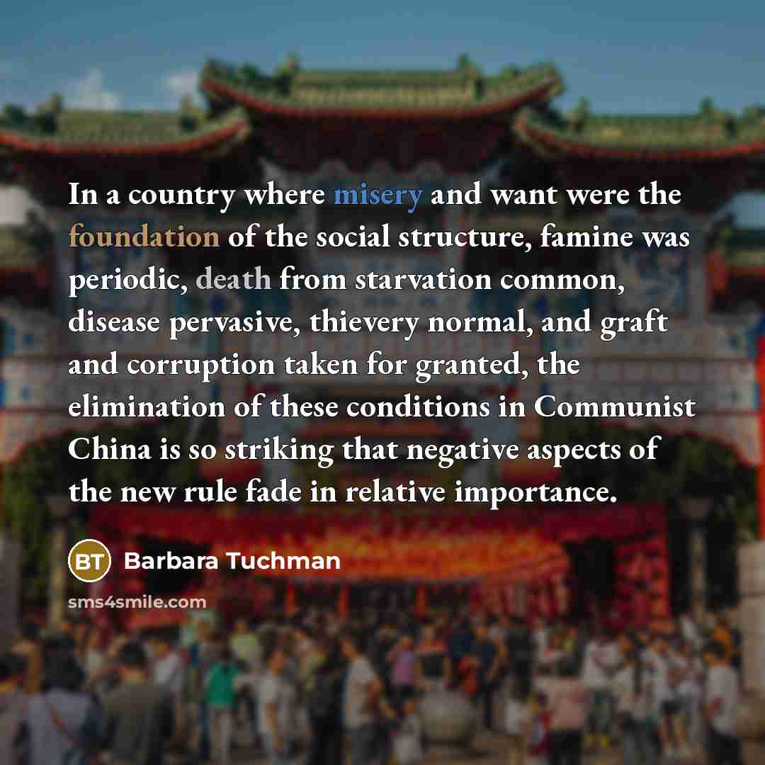 “In a country where misery and want were the foundation…” quote by Barbara Tuchman