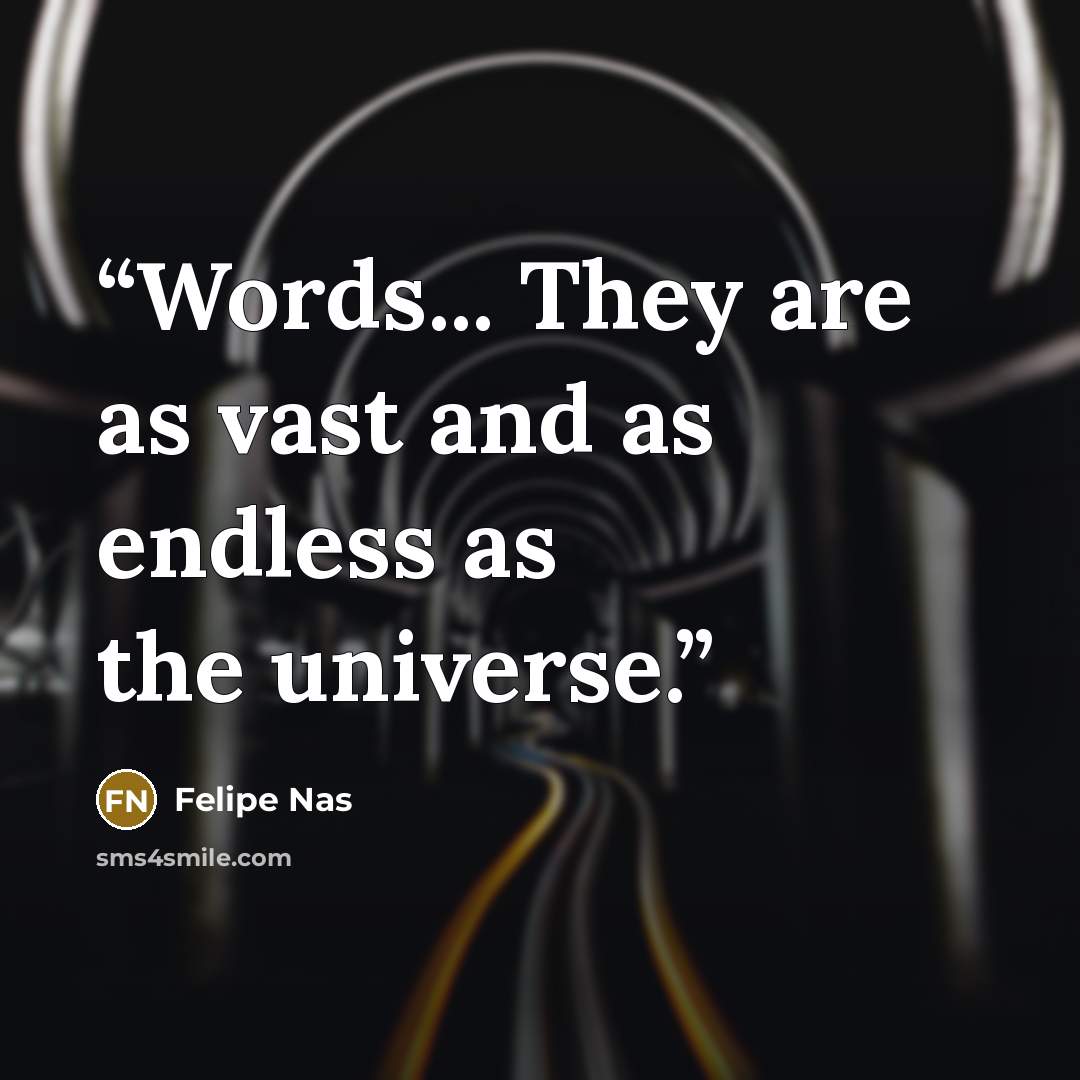 “Words... They are as vast and as endless as the universe.” quote by Felipe Nas