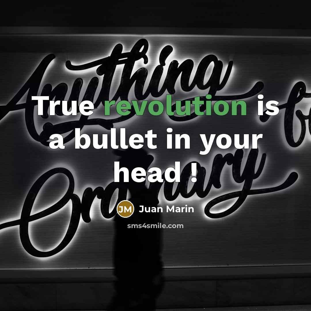 “True revolution is a bullet in your head !” quote by Juan Marin