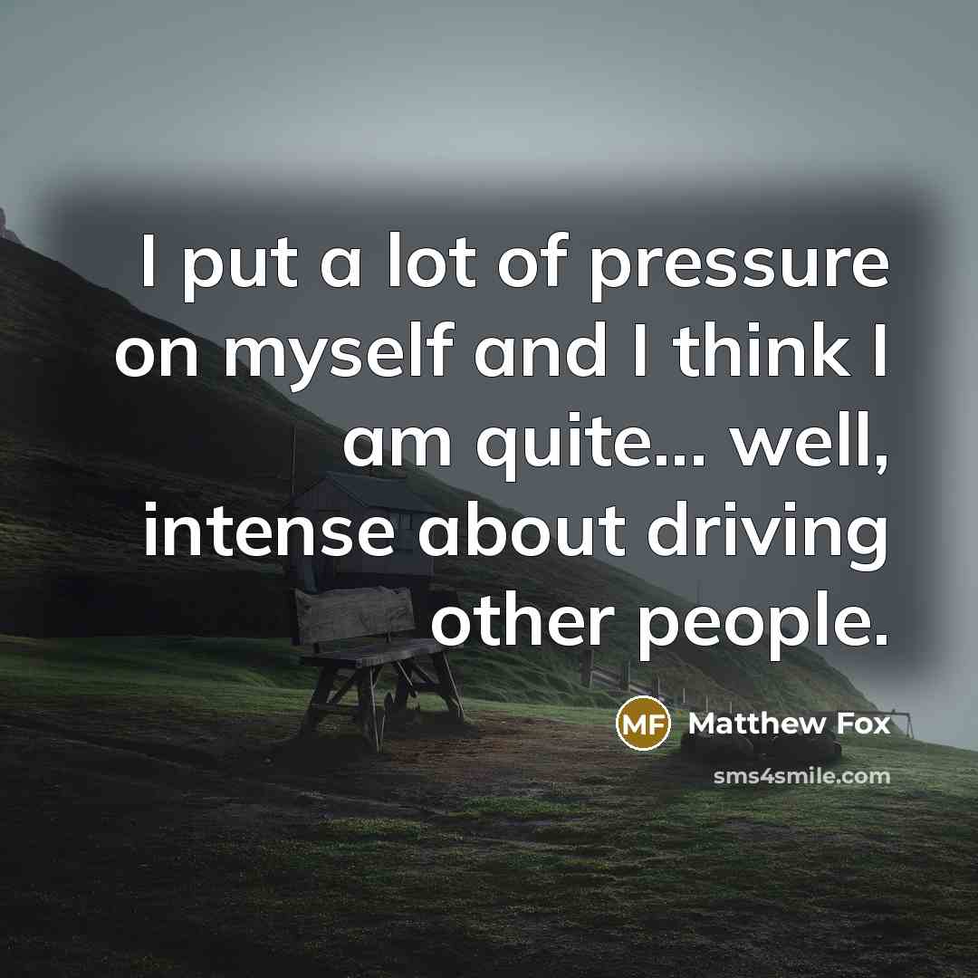 “I put a lot of pressure on myself and I…” quote by Matthew Fox