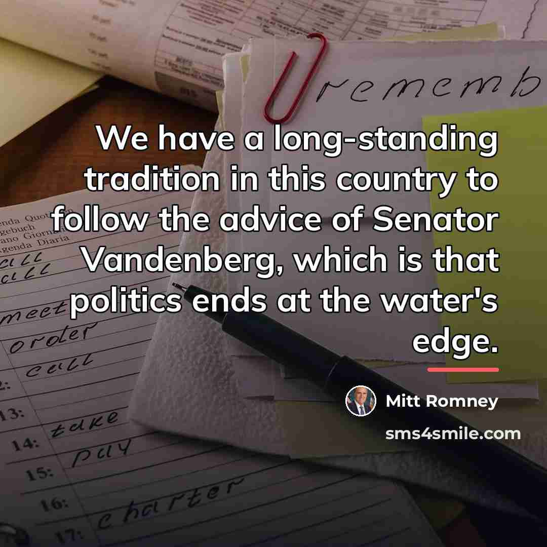 “We have a long-standing tradition in this country to follow…” quote by Mitt Romney