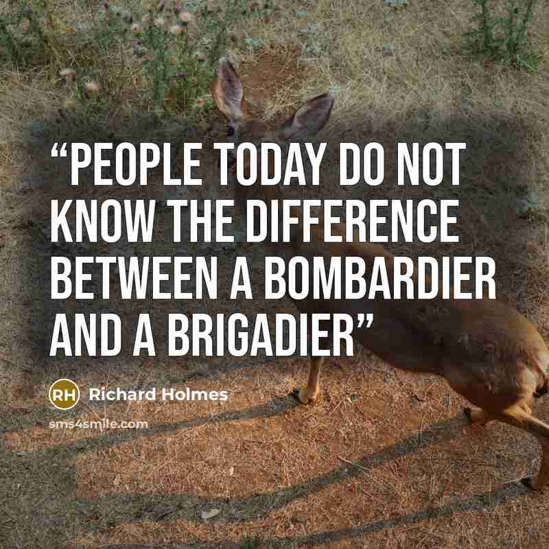 “People today do not know the difference between a bombardier and a brigadier” quote by Richard Holmes