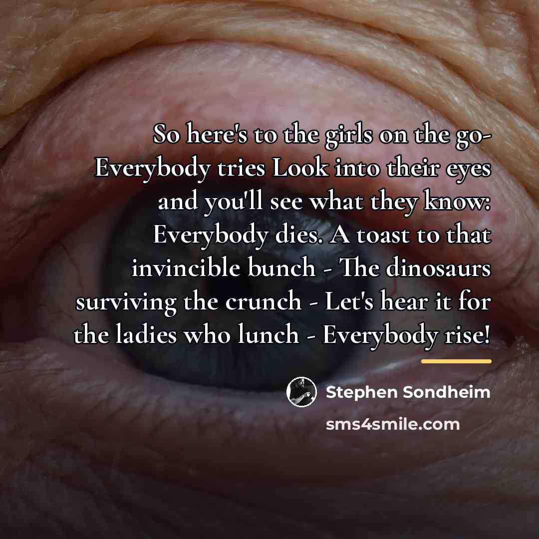 “So here's to the girls on the go- Everybody tries…” quote by Stephen Sondheim