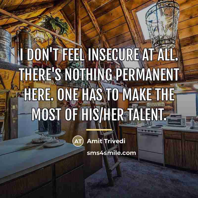 “I don't feel insecure at all. There's nothing permanent here.…” quote by Amit Trivedi
