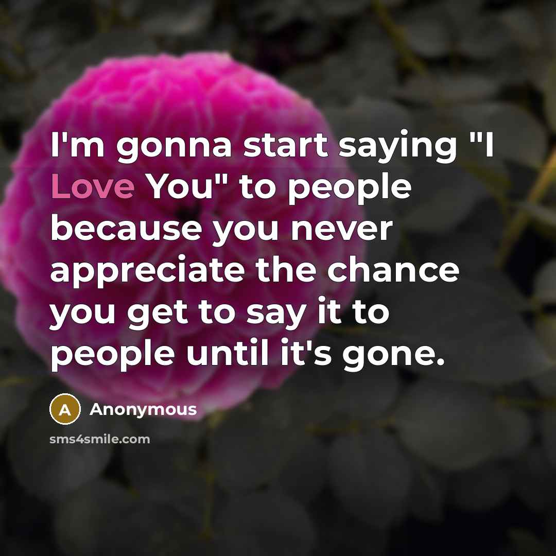 “I'm gonna start saying "I Love You" to people because…” quote by Anonymous