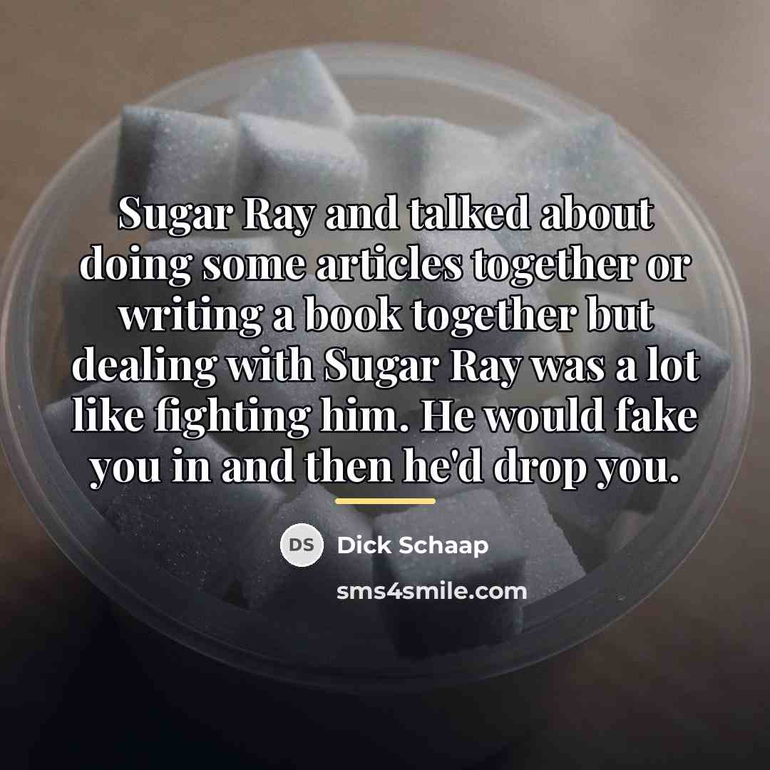 “Sugar Ray and talked about doing some articles together or…” quote by Dick Schaap