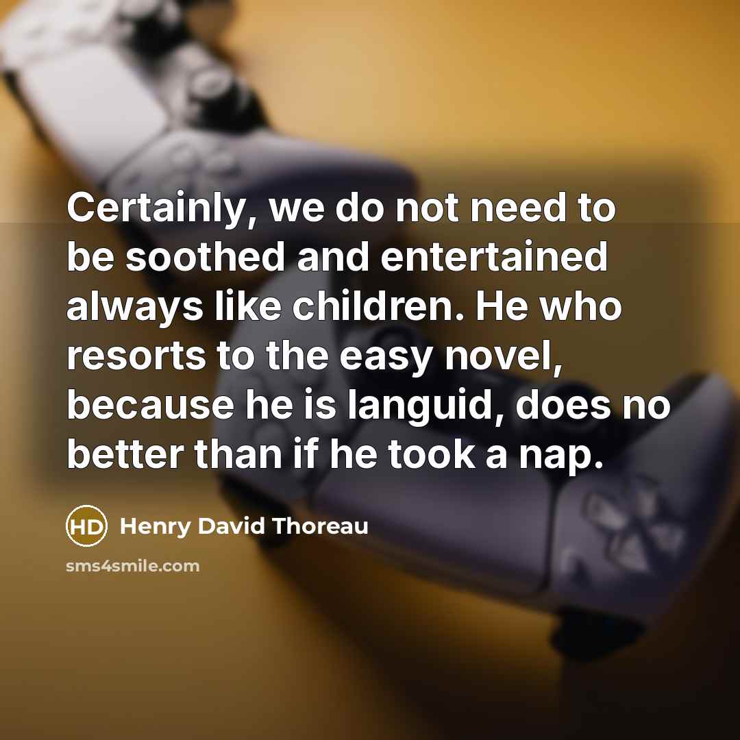 “Certainly, we do not need to be soothed and entertained…” quote by Henry David Thoreau