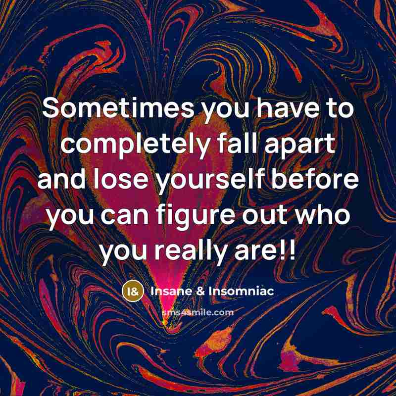 “Sometimes you have to completely fall apart and lose yourself…” quote by Insane & Insomniac