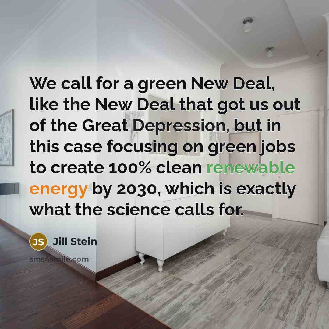 “We call for a green New Deal, like the New…” quote by Jill Stein