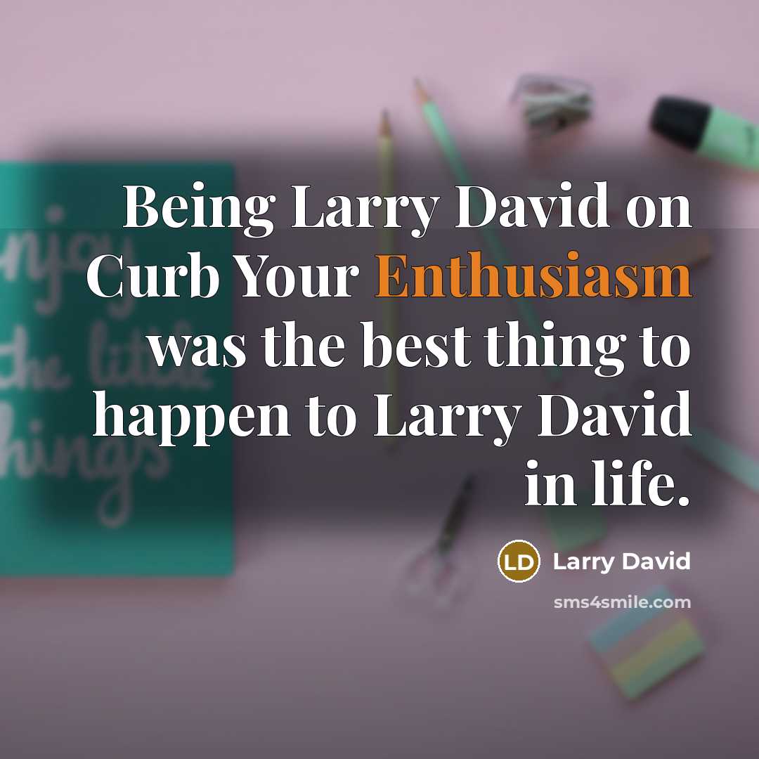 “Being Larry David on Curb Your Enthusiasm was the best…” quote by Larry David