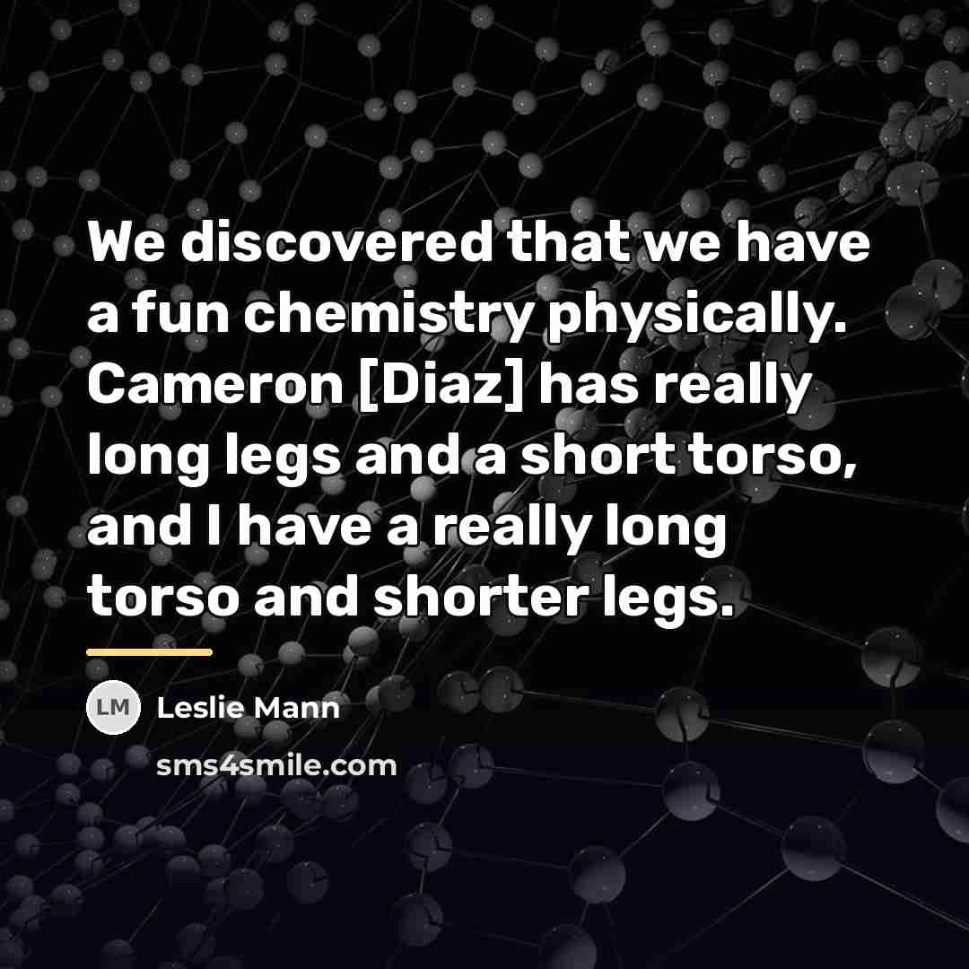 “We discovered that we have a fun chemistry physically. Cameron…” quote by Leslie Mann
