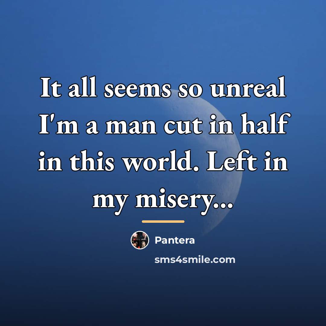 “It all seems so unreal I'm a man cut in…” quote by Pantera