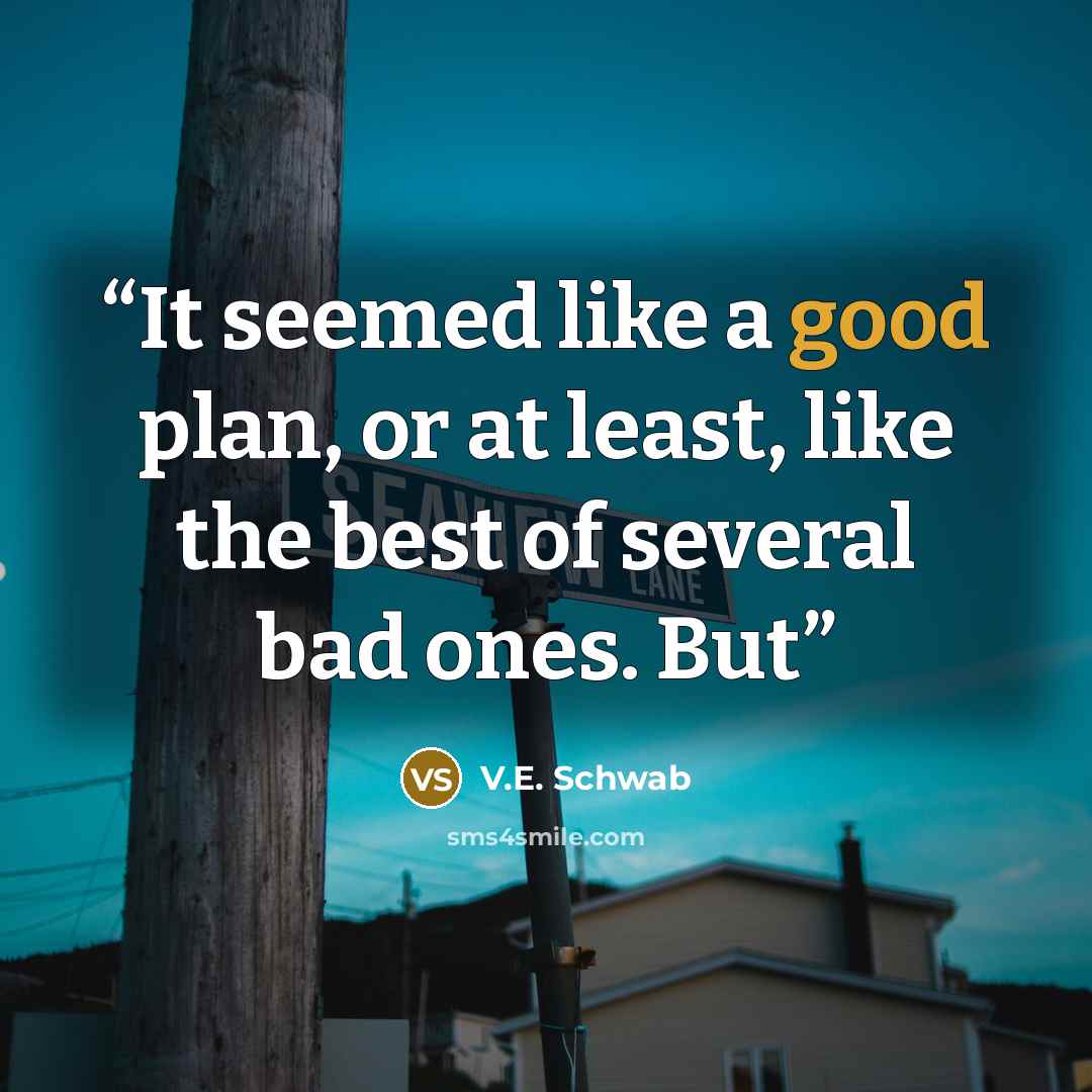 “It seemed like a good plan, or at least, like the best of several bad ones. But” quote by V.E. Schwab