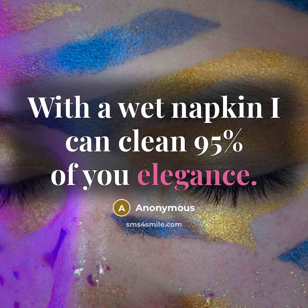 “With a wet napkin I can clean 95% of you elegance.” quote by Anonymous