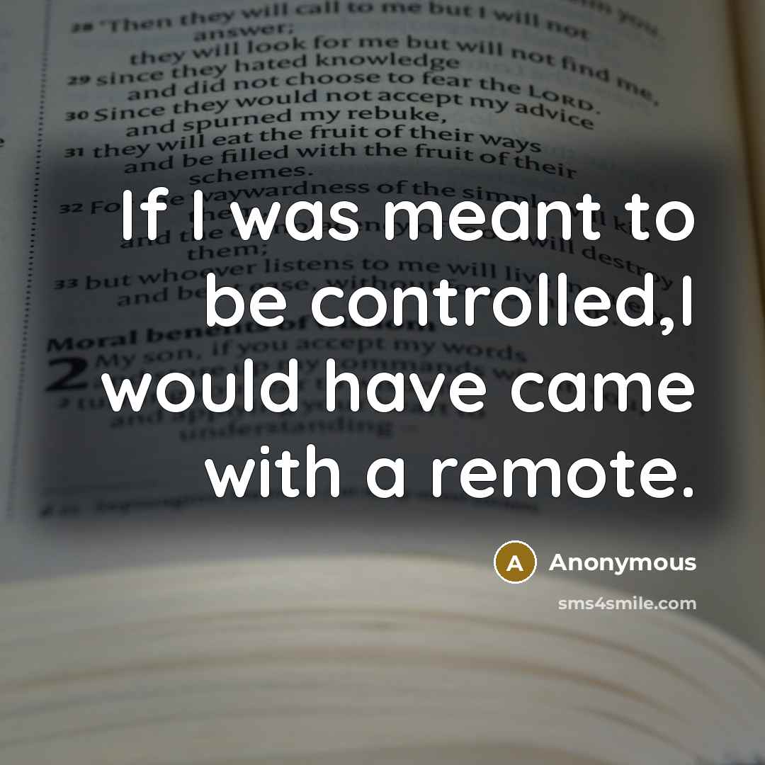 “If I was meant to be controlled,I would have came with a remote.” quote by Anonymous