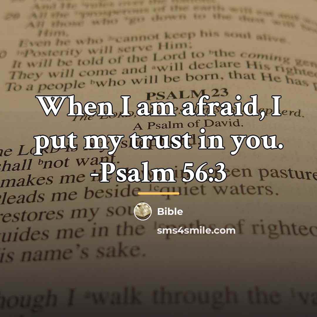 “When I am afraid, I put my trust in you.…” quote by Bible