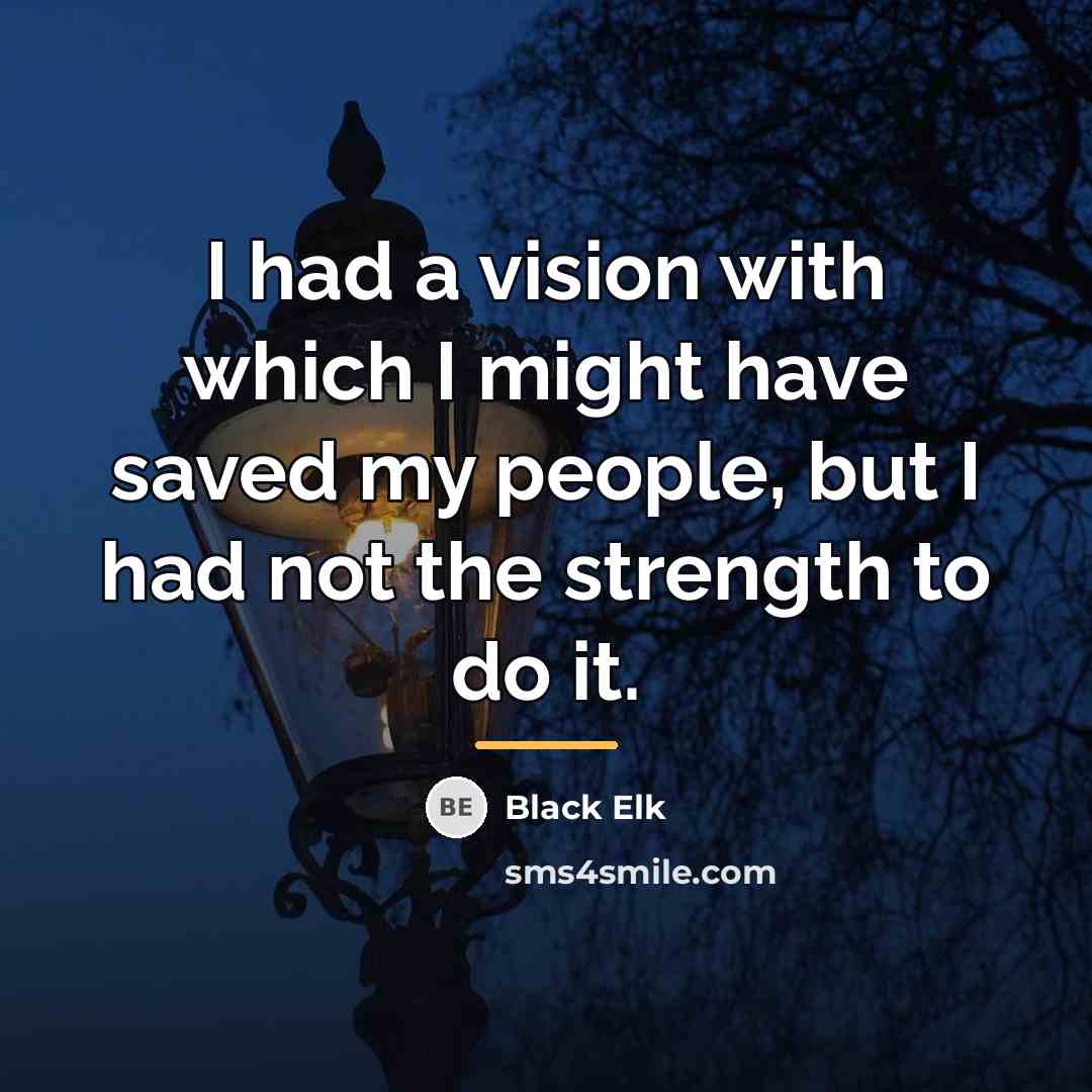 “I had a vision with which I might have saved…” quote by Black Elk