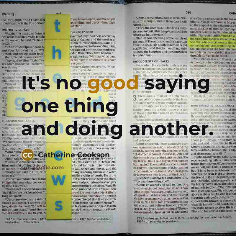 “It's no good saying one thing and doing another.” quote by Catherine Cookson