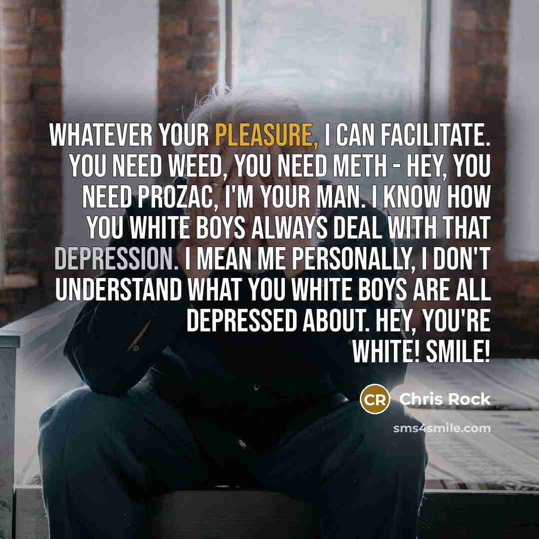 “Whatever your pleasure, I can facilitate. You need weed, you…” quote by Chris Rock