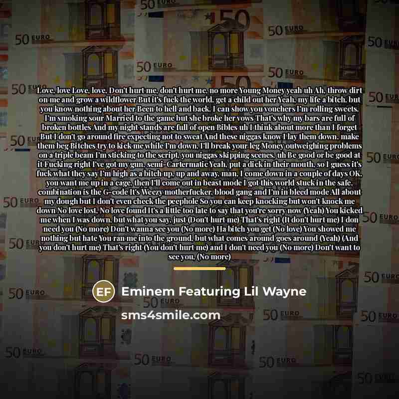 “Love, love Love, love, Don't hurt me, don't hurt me,…” quote by Eminem Featuring Lil Wayne