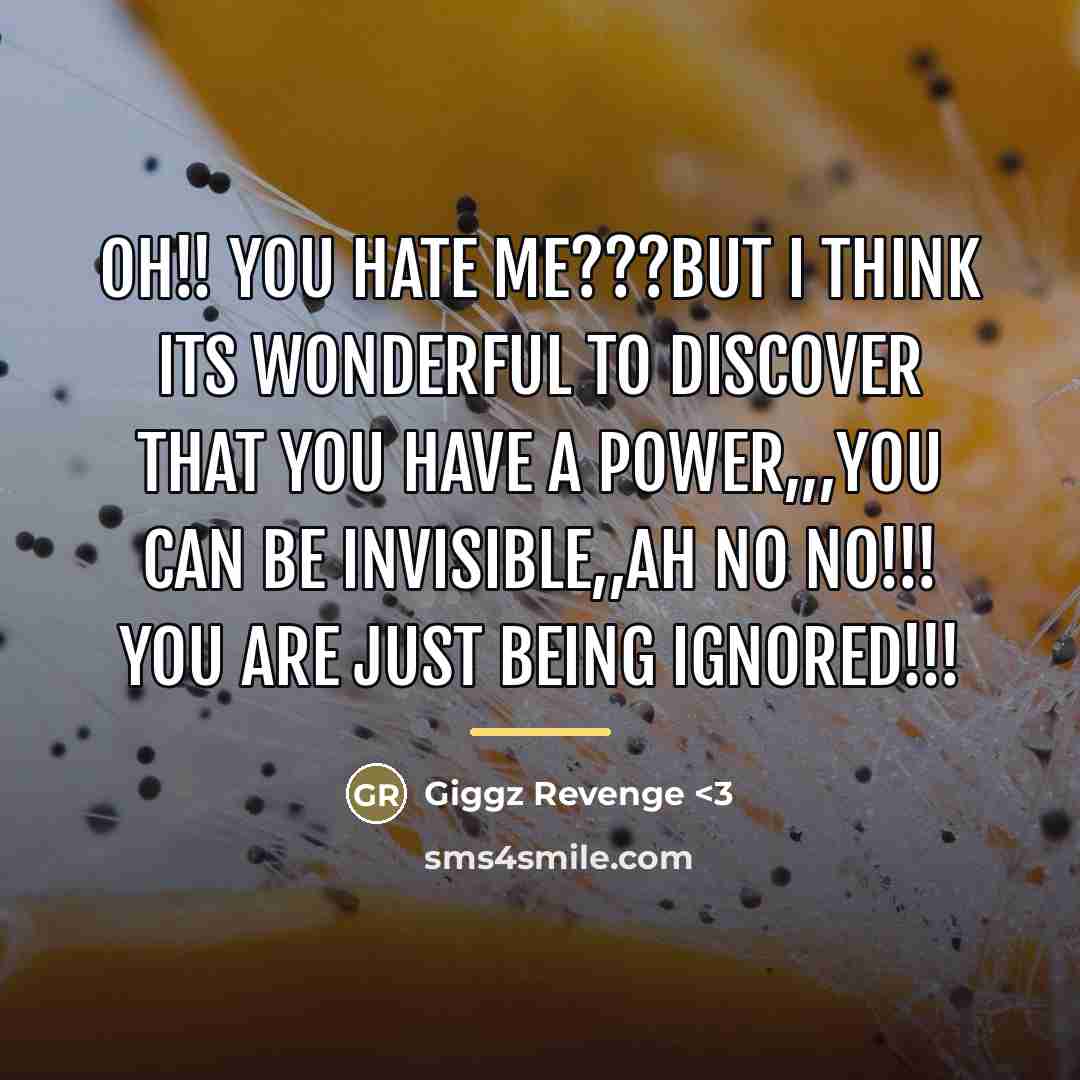 “Oh!! you hate me???but I think its wonderful to discover…” quote by Giggz Revenge <3