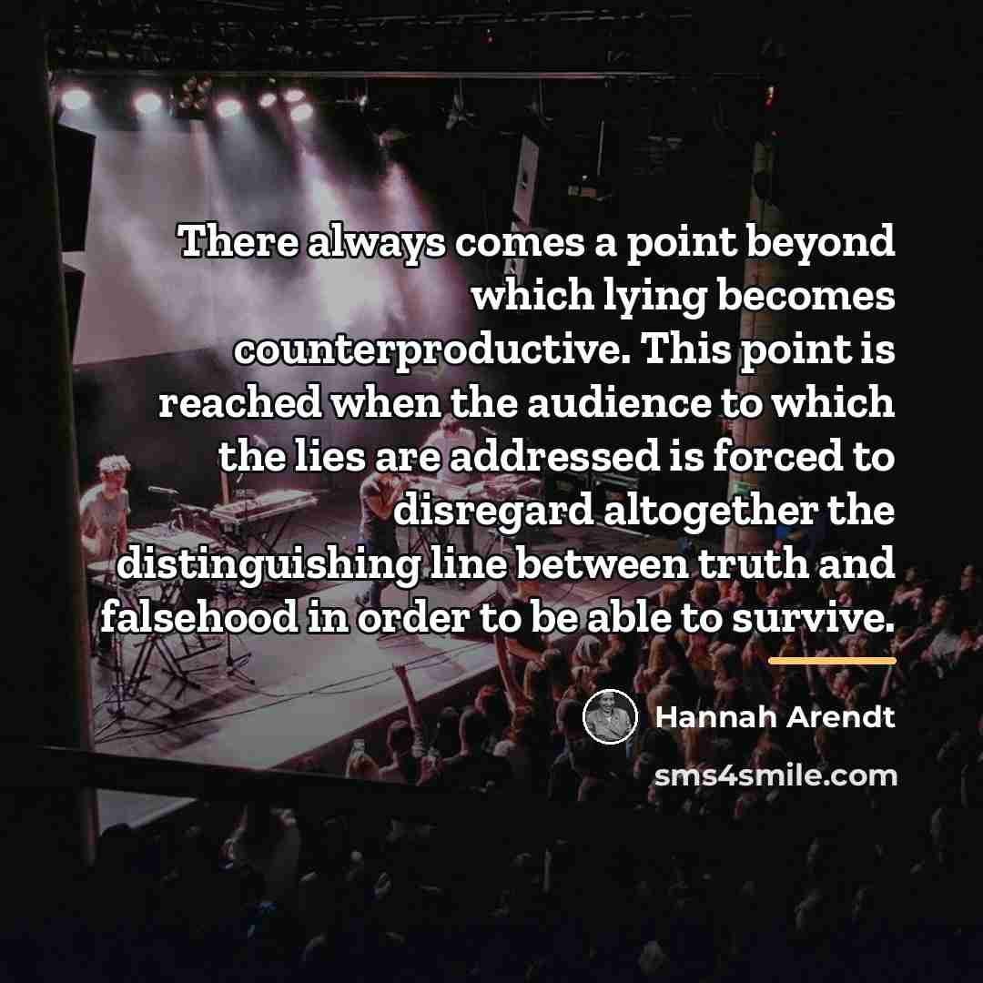 “There always comes a point beyond which lying becomes counterproductive.…” quote by Hannah Arendt