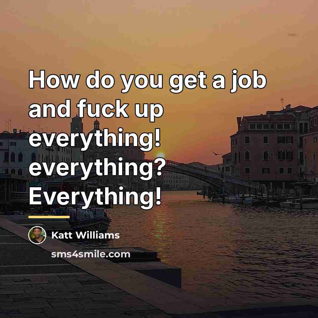 “How do you get a job and fuck up everything!…” quote by Katt Williams