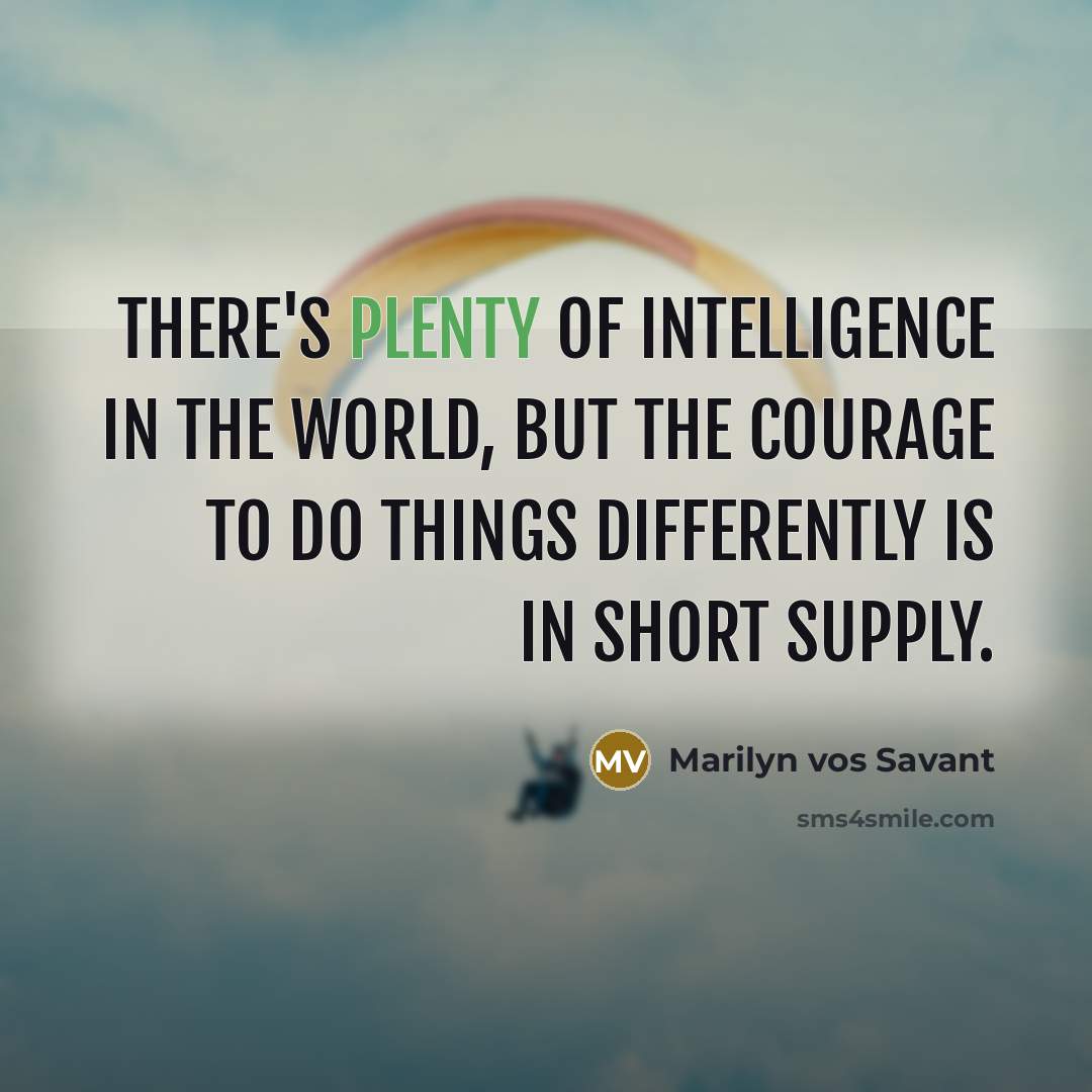 “There's plenty of intelligence in the world, but the courage…” quote by Marilyn vos Savant