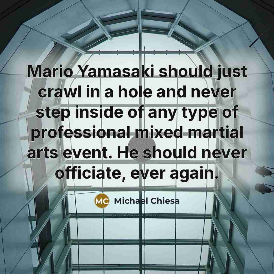 “Mario Yamasaki should just crawl in a hole and never…” quote by Michael Chiesa