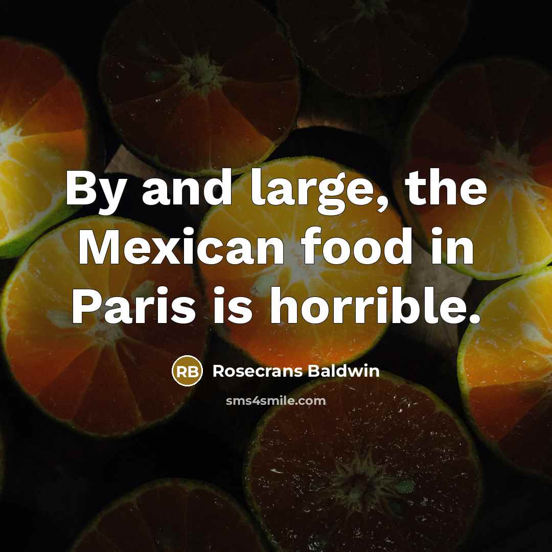 “By and large, the Mexican food in Paris is horrible.…” quote by Rosecrans Baldwin
