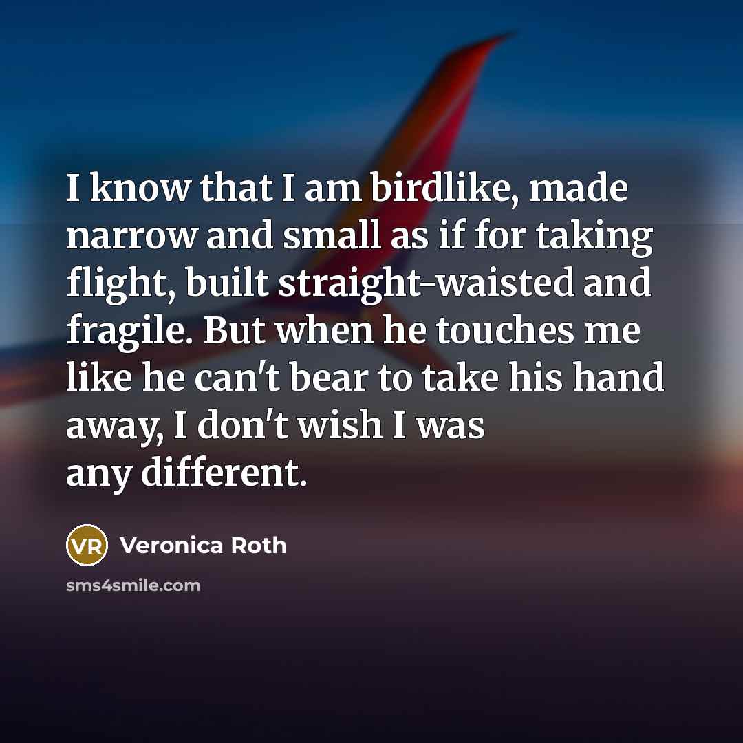 “I know that I am birdlike, made narrow and small…” quote by Veronica Roth