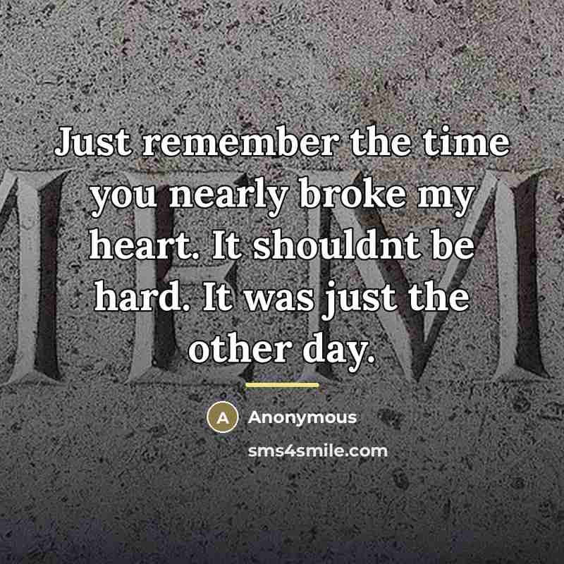 “Just remember the time you nearly broke my heart. It…” quote by Anonymous