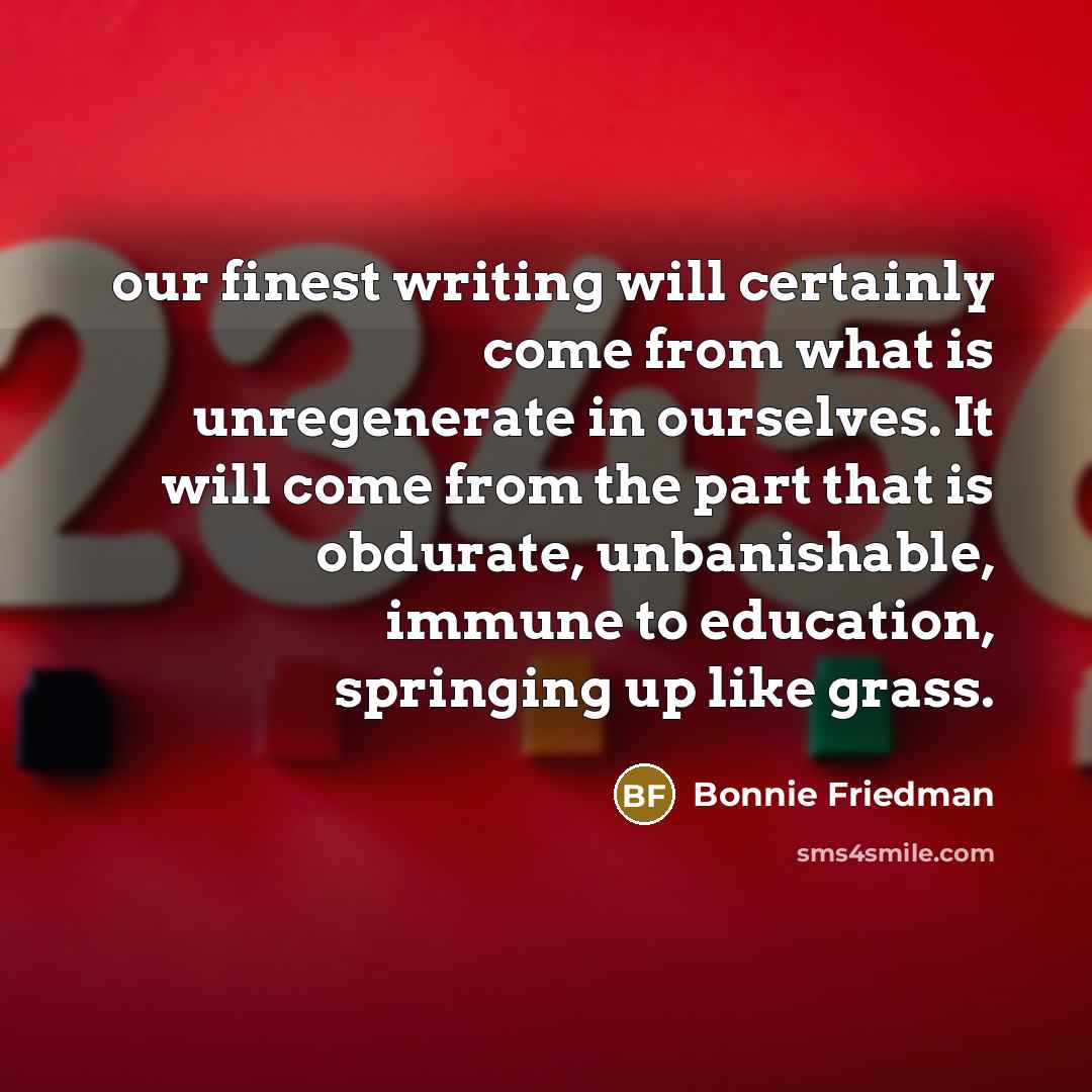 “our finest writing will certainly come from what is unregenerate…” quote by Bonnie Friedman