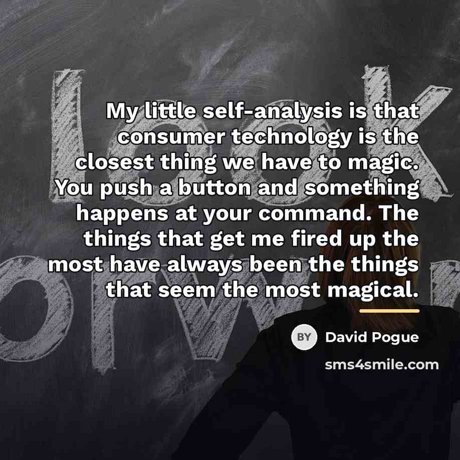“My little self-analysis is that consumer technology is the closest…” quote by David Pogue