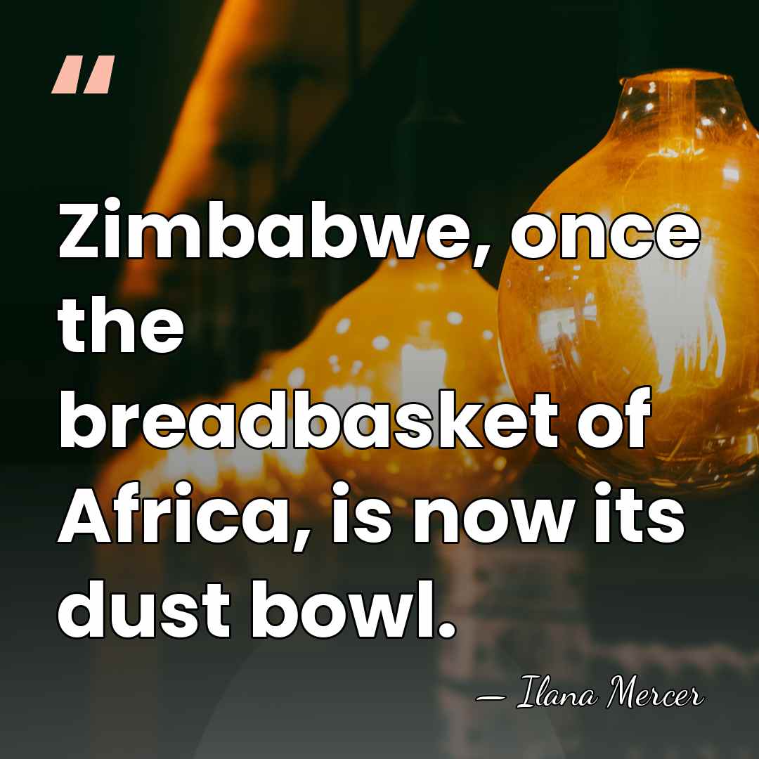 Zimbabwe, once the breadbasket of Africa, is now its dust bowl. - Ilana Mercer