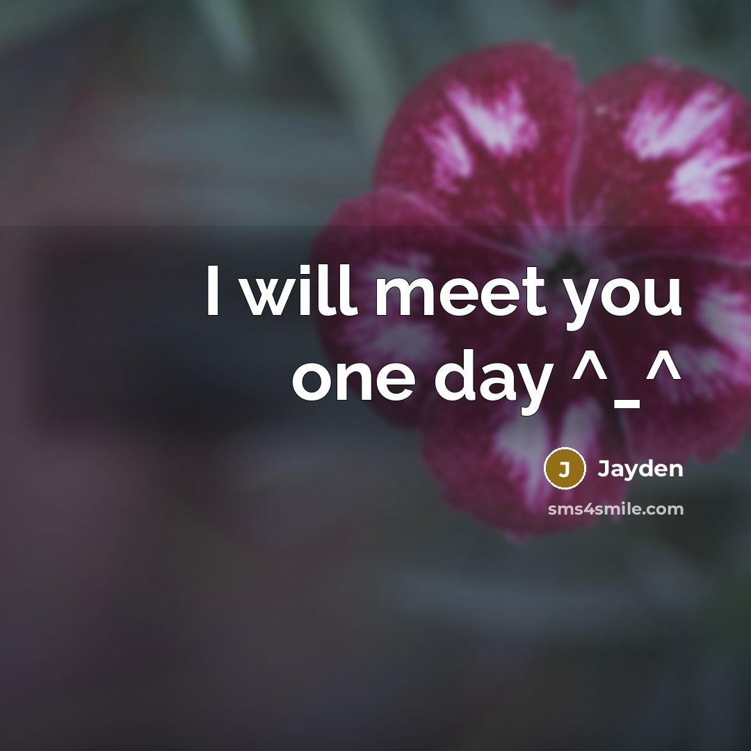 “I will meet you one day ^_^…” quote by Jayden