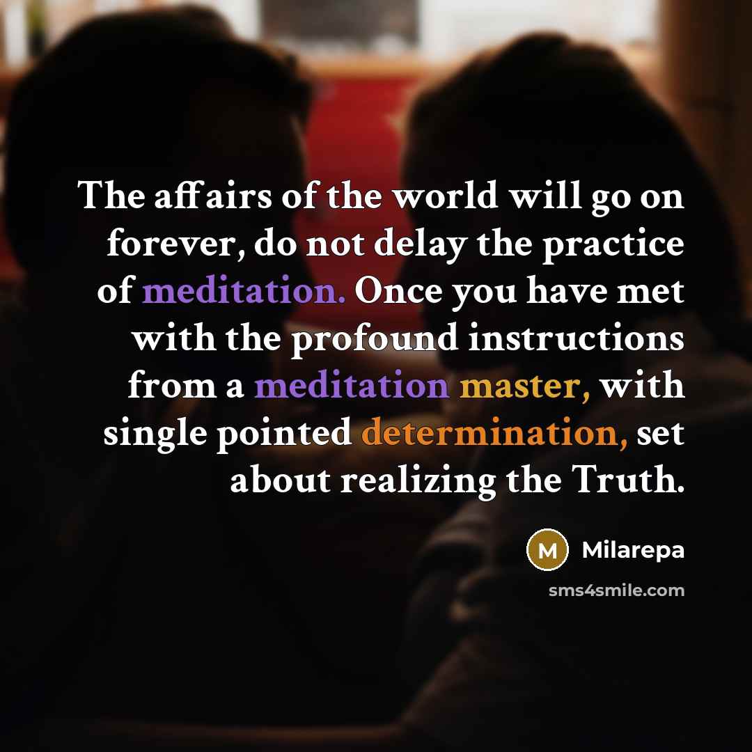 “The affairs of the world will go on forever, do…” quote by Milarepa