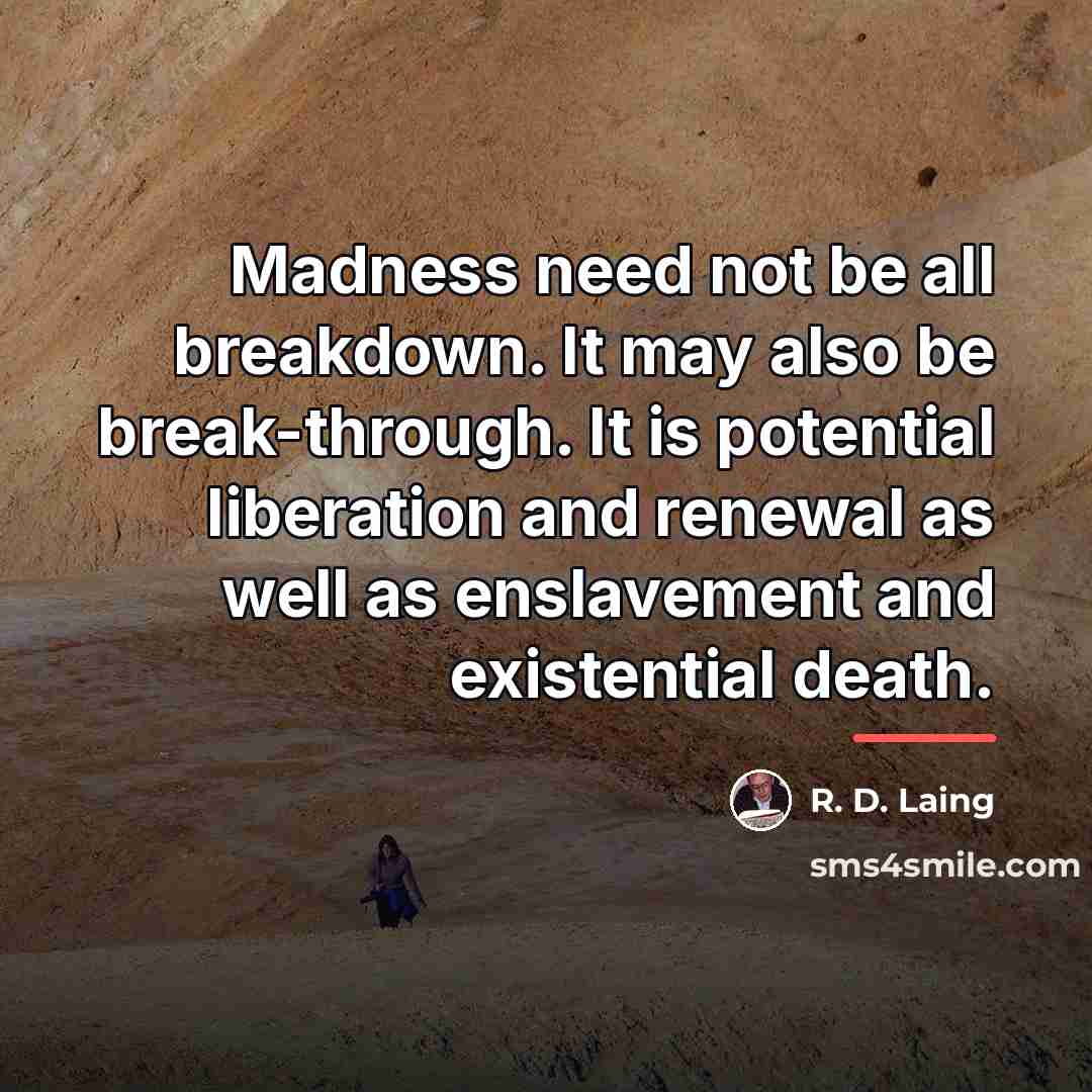 “Madness need not be all breakdown. It may also be…” quote by R. D. Laing
