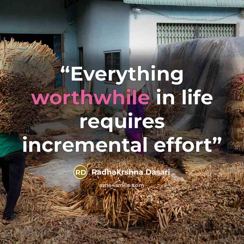 “Everything worthwhile in life requires incremental effort” quote by Radhakrshna Dasari