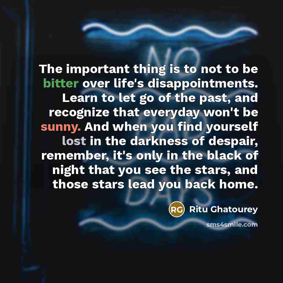 “The important thing is to not to be bitter over…” quote by Ritu Ghatourey
