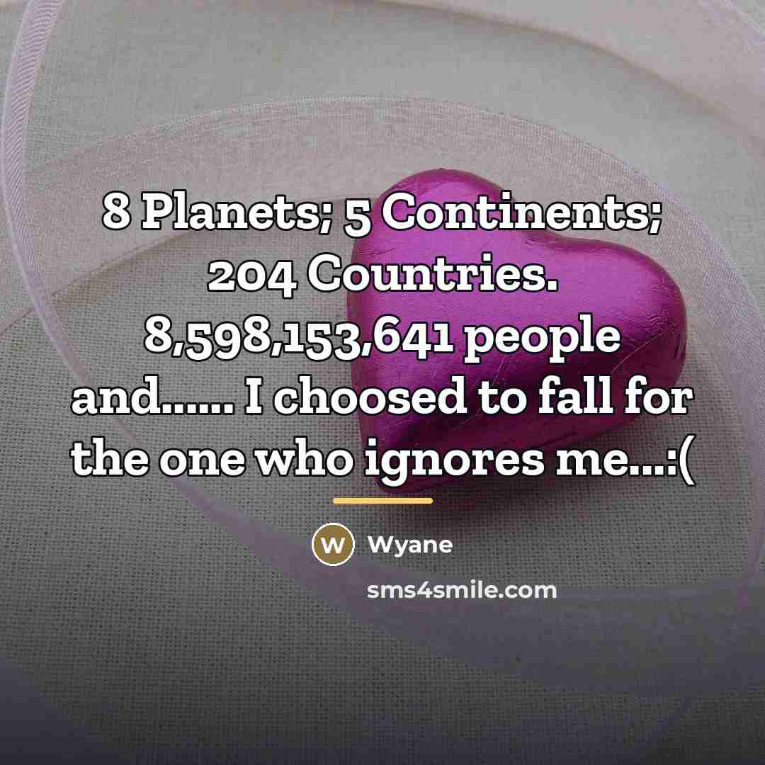 “8 Planets; 5 Continents; 204 Countries. 8,598,153,641 people and...... I…” quote by Wyane