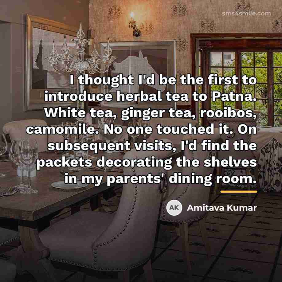 “I thought I'd be the first to introduce herbal tea…” quote by Amitava Kumar