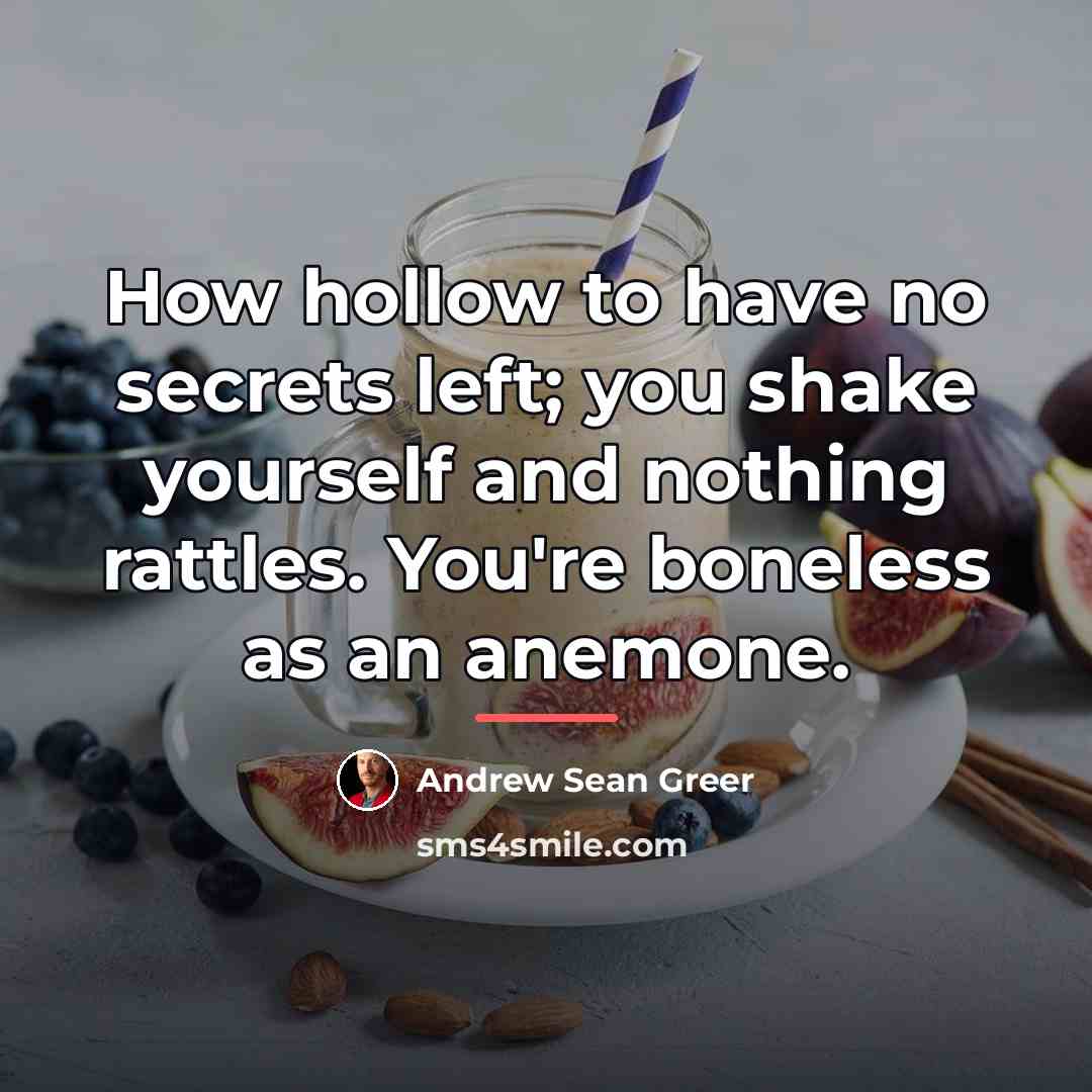 “How hollow to have no secrets left; you shake yourself…” quote by Andrew Sean Greer