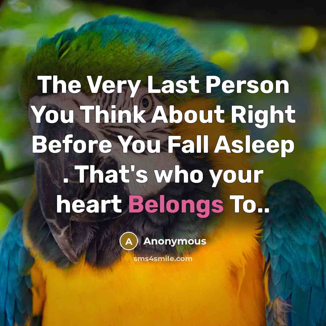 “The Very Last Person You Think About Right Before You Fall Asleep . That's who your heart Belongs To..” quote by Anonymous