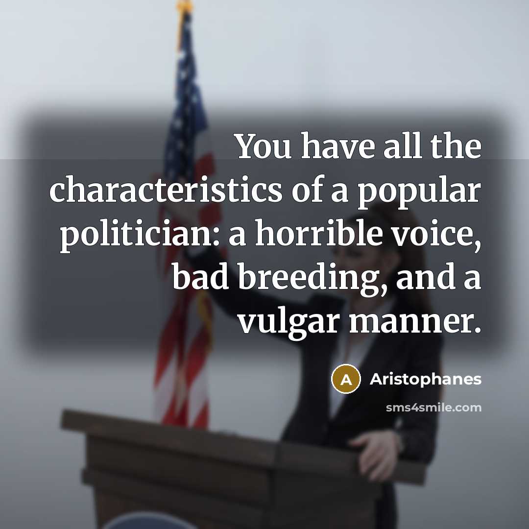 “You have all the characteristics of a popular politician: a…” quote by Aristophanes