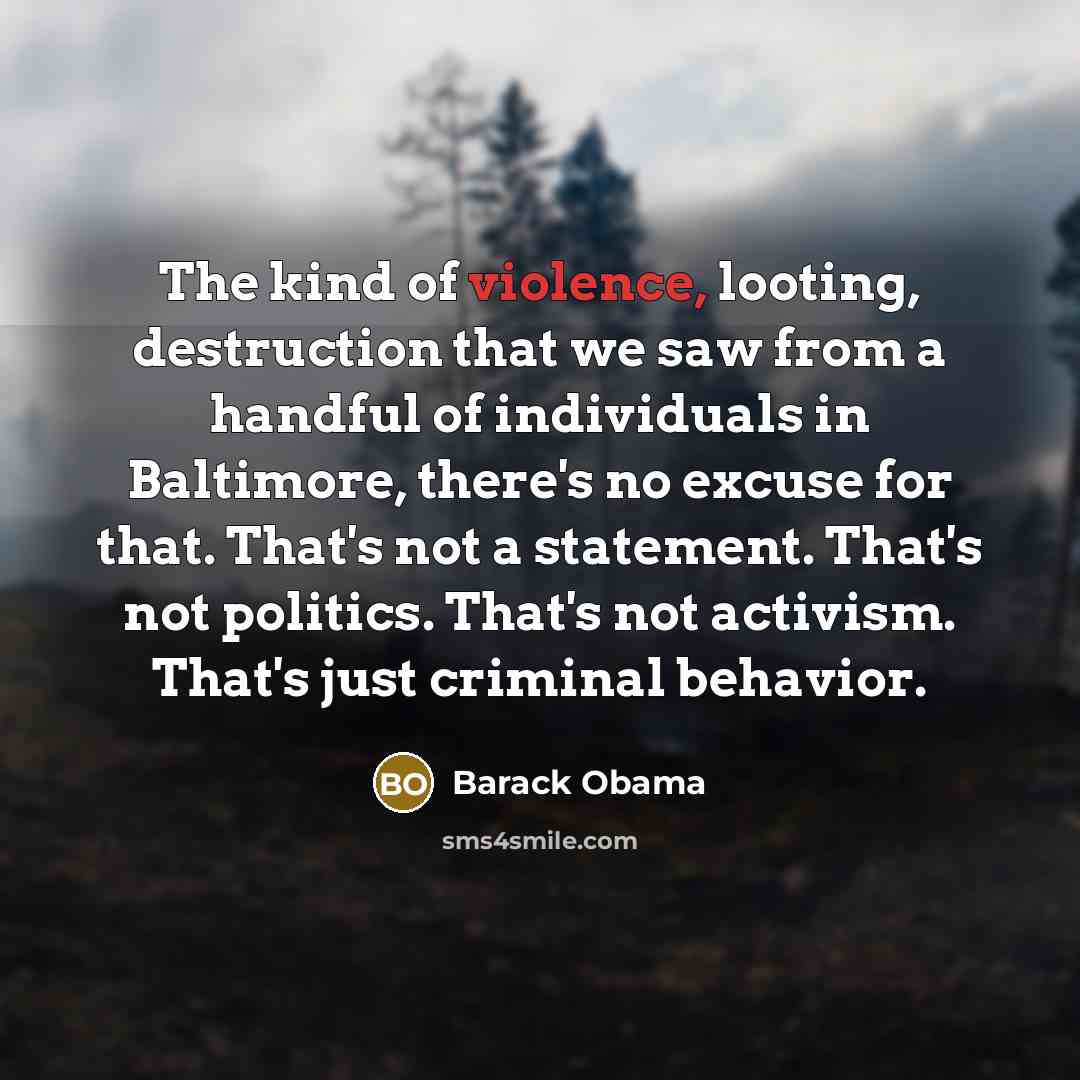 “The kind of violence, looting, destruction that we saw from…” quote by Barack Obama