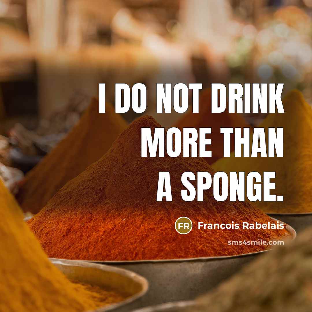 “I do not drink more than a sponge.…” quote by Francois Rabelais